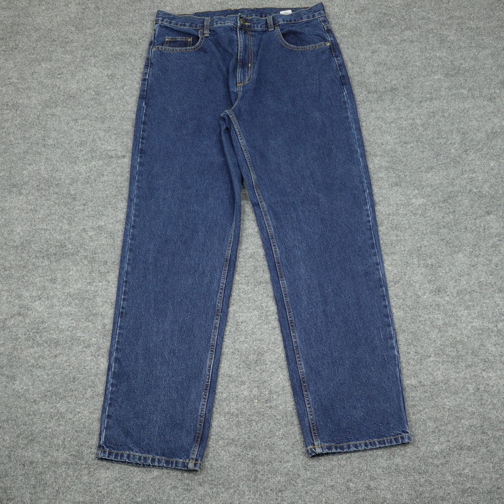 Member's Mark Jeans Mens 36x32 Blue Straight Leg 100% Cotton Dark Wash Denim